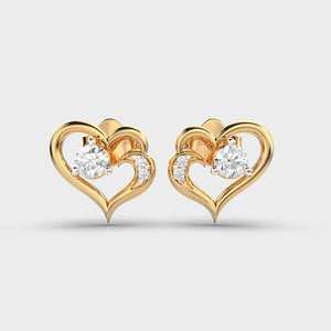 Factory Custom 14K <b>Rose</b> / Yellow / White <b>Gold</b> <b>Heart</b> Shape Diamond Stud <b>Earrings</b> Women Fine Jewelry Manufacturer - Product Image 5