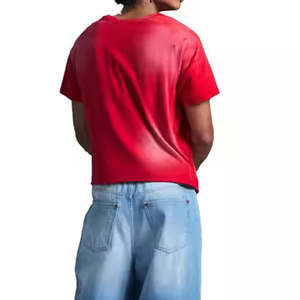 เสื้อยืดผู้ชายทรงบ็อกซี่สไตล์วินเทจคุณภาพสูง ผ้าคอตตอน 100% หนัก 300 กรัม ซักย้อมสีแบบแอซิดวอช ทรงโอเวอร์ไซส์  รับสกรีนโลโก้  แบบครอป - Product Image 2