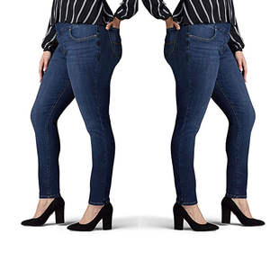 New Style Fashion <b>Mid</b> Waist Regular Fit Casual 100% Cotton Eco-Friendly Breathable Plus Size Women Jeans Wholesale OEM - Product Image 6