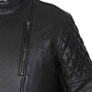 Veste en cuir de moto d'hiver pour hommes sur mesure en peau de vache respirante avec col montant! - Product Image 5