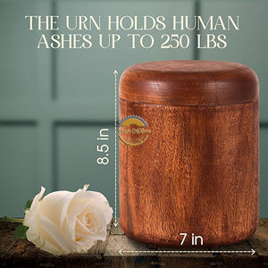 AYAANS-Urna de cremación cilíndrica de madera hecha a mano, contenedor de cenizas de madera maciza natural, urna funeraria para adultos - Product Image 4