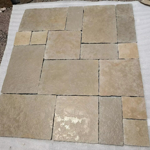 Piedras Decorativas Tandur, Losas de Pavimento de Piedra Caliza Amarilla con Patrón Francés, 20/30 mm de Grosor, Acabado Antiguo, para Pisos de Patio Interior y Exterior - Product Image 1