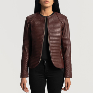 Véritable Top Wear Veste en cuir pour femmes Custom Made Casual Wear for Winter Cotton Filled Hot Selling Women's Leather Jacket - Product Image 3