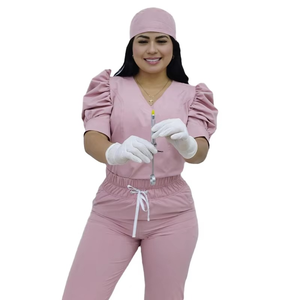 Conjuntos de uniformes médicos para mujer, conjunto de Top y pantalón, manga corta, cuello en V, comodidad, uso perfecto para uso hospitalario - Product Image 5