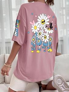 T-shirt à manches courtes pour femme 100% coton, respirant, séchage rapide, décontracté, basique, logo personnalisé, OEM, vente en gros, t-shirt pour femme - Product Image 6