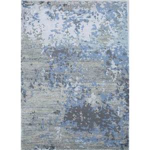 Tapis noué à la main en laine et soie de bambou Tattvam Lu-9031, abstrait, gris et noir, rectangulaire, pour la maison et le couloir CS-01 - Product Image 1