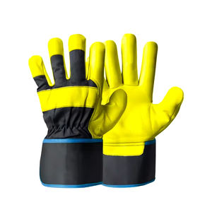 Guantes de cuero con puño de seguridad en la espalda de rayas cortas de alta calidad para hombre Palma de grano de vaca parcheada para trabajo de soldadura - Product Image 2