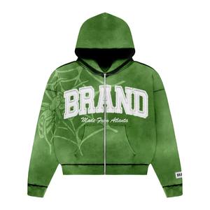 Sweat à capuche en coton coquille souple surdimensionné et personnalisable pour hommes ensemble de pantalons baggy fermeture éclair survêtements grande taille pour l'hiver - Product Image 2