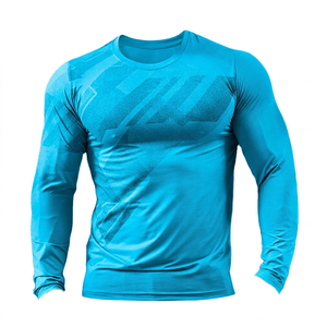 Men's Long Sleeve Fitted <b>Compression</b> <b>Shirt</b> Geometric Print Moisture Wicking Breathable Quick Dry Crew Neck Polyester Full Sleeve - Product Image 6