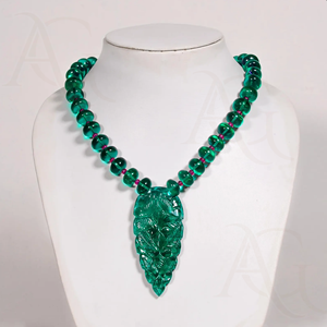 Collar de Esmeralda cultivada en laboratorio, cuentas ovaladas, redondas, lisas, pulidas, verde, Nano corte, hebra de piedras preciosas para la fabricación de joyas personalizables - Product Image 1