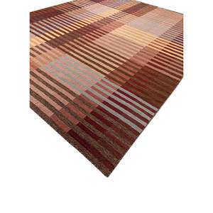 Red & Orange Striped <b>Flat</b> Weave <b>Wool</b> & Viscose Rugs Checkers Adwv-13087 for Home Use - Product Image 2