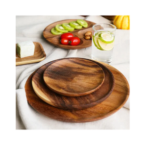 Placa de cargador de madera para platos de sándwich, postre de aperitivos, placa de cargador de aperitivos redonda de madera de grado alimenticio fácil - Product Image 1