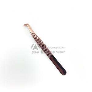Pince à cils professionnelle de marque privée en vrac Logo personnalisé Outils de beauté en acier inoxydable antistatique Rose Gold Diamond Grip - Product Image 1