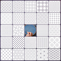 9/32 Pièces Pochoirs de Broderie Sashiko DIY, Gabarits Géométriques Réutilisables en PET pour Patchwork, Outils Artisanaux de Broderie Faits Main