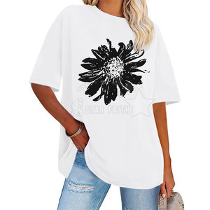 Camiseta holgada de lona de gran tamaño para mujer con logotipo personalizado, camiseta informal moderna ligera transpirable - Product Image 1