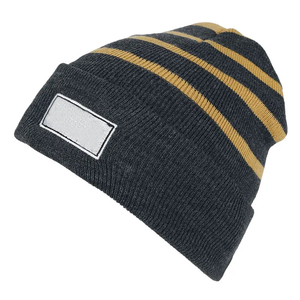 Trending Unisex Color Blocking Beanie Hat 100% Acrylic Ribbed Knit <b>Winter</b> Casual for Adults Black and Brown Contrast Design - Product Image 4