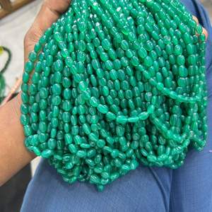 Cuentas de piedras preciosas microfacetadas de ónix verde de calidad AAA, cuentas de máquina de ónix verde para venta de joyería - Product Image 1