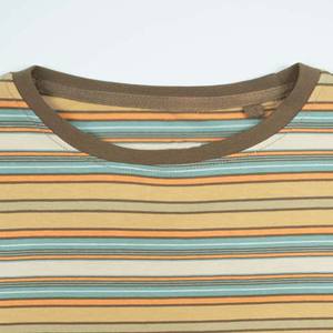 Camisetas a rayas de algodón OEM 100% personalizadas, ropa de hombre, camisetas a rayas de manga corta de peso pesado, ropa de calle informal de verano en blanco - Product Image 2