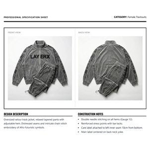 Women's Premium <b>Y2K</b> <b>Streetwear</b> Tracksuit Set Tech Velour Cropped Boxy Embroidered Patches Hoodie Rhinestone Stacked Wide Leg - Product Image 6