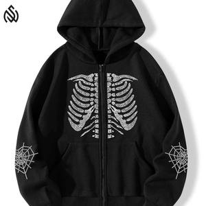 Gran oferta de sudaderas con cremallera y diamantes de imitación para hombre, sudaderas con capucha personalizadas con cremallera transpirable básica con diamantes de imitación - Product Image 5