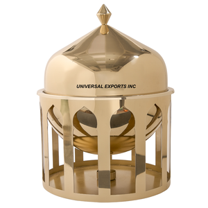 Réchaud alimentaire en acier inoxydable finition or, forme ronde, design élégant, casserole classique, nouveau réchaud en métal - Product Image 1