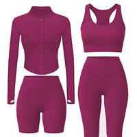 Ensemble de yoga 4 pièces grande taille pour femme – Motif uni, tenue de sport respirante, soutien-gorge de sport, leggings et shorts élastiques taille haute