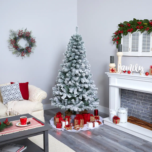 Vente d'usine, arbre de Noël artificiel floqué <span class=keywords><strong>pas</strong></span> <span class=keywords><strong>cher</strong></span> de 180 cm (6 pieds), flocon de neige, arbre de Noël enneigé pour décoration intérieure et extérieure - Product Image 5