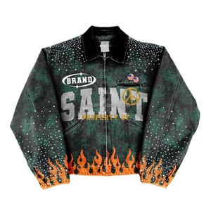 Chaqueta Vaquera de Invierno Bling Streetwear para Hombre y Mujer, con Logotipo Frontal Personalizado, de Lujo, Transpirable, Estilo Urbano, para Fiestas - Product Image 5