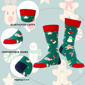 Chaussettes de Noël multicolores 2025 Vente en gros Chaussettes Crew pas chères Chaussettes en coton à motifs imprimés mignons pour hommes et femmes - Product Image 4