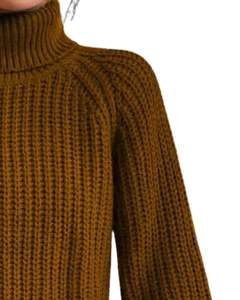 Custom <b>Brown</b> Turtleneck Knit Sweater For Women Winter Warm Soft Ribbed Pullover Long Sleeve Casual Loose Fit Top Fashion Wear - Product Image 2