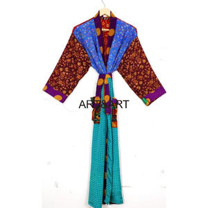 Kimono Vintage de Seda Reciclada para Mujer, Ropa de Dormir Larga, Bata de Encaje, Cubierta de Bikini para Fiesta EN LA Playa - Product Image 5