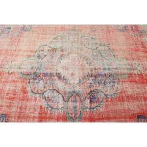 Turkish Area Rug, 4.4x8.6 ft Vintage Rug, <b>Red</b> Floral <b>Wool</b> Rug - Product Image 5
