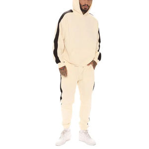 Vêtements de sport en coton pour hommes sur mesure |   Sweat à capuche zippé intégral avec poches latérales |   Ensemble de sport respirant à séchage rapide à motif uni - Product Image 2