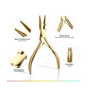 Kit d'outils de pose d'extensions capillaires tout-en-un en acier inoxydable professionnel, durable et de haute qualité : ciseaux à boucles, aiguilles et pinces - Product Image 4