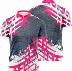 Camiseta Deportiva de Sublimación de Buena Calidad, Manga Corta, Lisa, con Cierre, Estilo Polo, Cuello Mao - Product Image 1