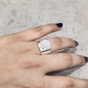 Bague pour femme en pierre brute, pierre de lune arc-en-ciel naturelle, pierre précieuse authentique, large, en argent sterling 925 - Product Image 2