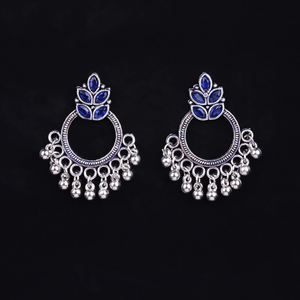 Boucles d'oreilles Design5 Blue Chandelier à motif floral avec zircon comme pierre principale pour les mariages - Product Image 2