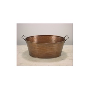 Embossed Design Copper Beverage Tub With Wooden Handle For Ice Storage <b>Drinking</b> Home <b>Garden</b> Party Decorative Beverage Tub - Product Image 5