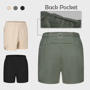 Pantalones cortos de gimnasio atléticos personalizados para hombre de secado rápido de talla grande transpirable bolsillo con cremallera cordón frontal medio ecológico para correr - Product Image 3