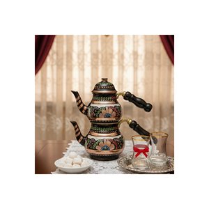 Small Copper Enamel Tea Pot & <b>Kettle</b> Elegant Design for Hot Beverages - Product Image 1