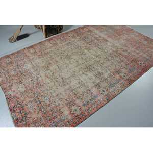 พรมตุรกี 5.5x9.1 ฟุต สีแดงน้ำเงินลายดอกไม้ พรมขนสัตว์วินเทจ - Product Image 2