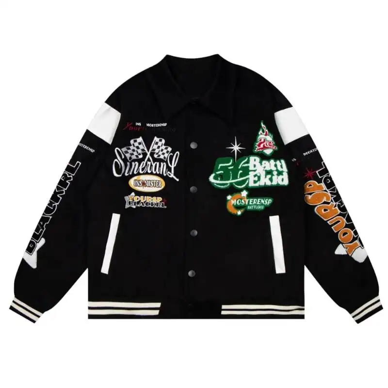 Tùy chỉnh bóng chày versity Áo khoác cho nam giới da chính hãng tay áo nhiều thêu vá Logo letterman NASCAR Varsity Áo khoác