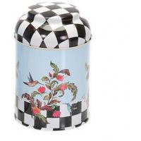 Kontensan EF08066 90 X 110 mm Boîte en métal décorative à motif damier oiseaux et fleurs, capacité 0,6L, couvercle en dôme, pour objets décoratifs, Turquie