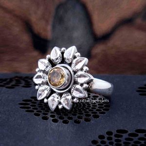 แหวนแต่งงานทำด้วยมือเงิน925ชิ้นแหวนปาร์ตี้พลอยซิทรินธรรมชาติตั้งค่าฝาแหวนของขวัญราคาดีที่สุด - Product Image 4