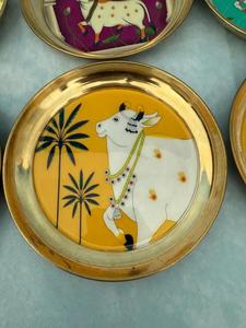 Bandejas y Jarrones Tradicionales Pichwai al por Mayor, Diseño Art Deco con Estampado Mixto en Plata Alemana, Decoración Ligera para el Hogar, Recuerdo de Boda, Regalo Indio - Product Image 2