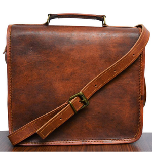 Boucle marron fait à la main en cuir véritable moderne Durable sac d'ordinateur de bureau mode épaule messager Logo personnalisé cuir pleine fleur - Product Image 6