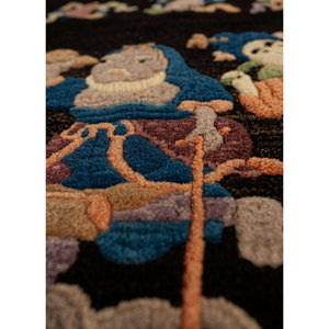 Tapis en laine noué à la main Pechino gris et noir, design abstrait rectangulaire original pour la maison, le couloir et le salon, modèle Pae-4993 - Product Image 3