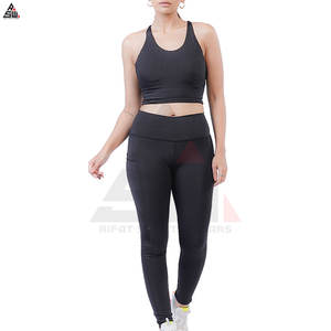 Leggings Deportivos de Yoga de Talla Grande con Logotipo Personalizado en la Parte Delantera, Conjunto de Yoga de 2 Piezas para Mujer, OEM y ODM - Product Image 4