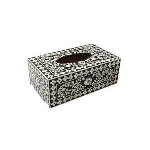 Boîte à mouchoirs en bois avec couvercle en bois, incrustation d'os naturel de qualité supérieure, couleur et taille personnalisées, moderne, pour la cuisine - Product Image 1