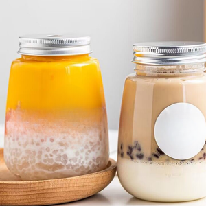 Botella desechable de plástico PET en forma de U de 350ml con logotipo personalizado al por mayor, botella de té de la leche con tapa de aluminio de fácil apertura, latas blandas para bebidas y alimentos - Product Image 5